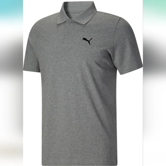 PUMA Grey Essential Short Sleeve Polo Shirt Athletic Casual Size Men's XXL - Picture 1 of 10